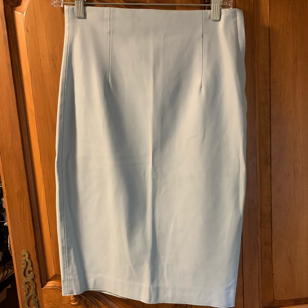 Light Blue Zara Leather Pencil Skirt